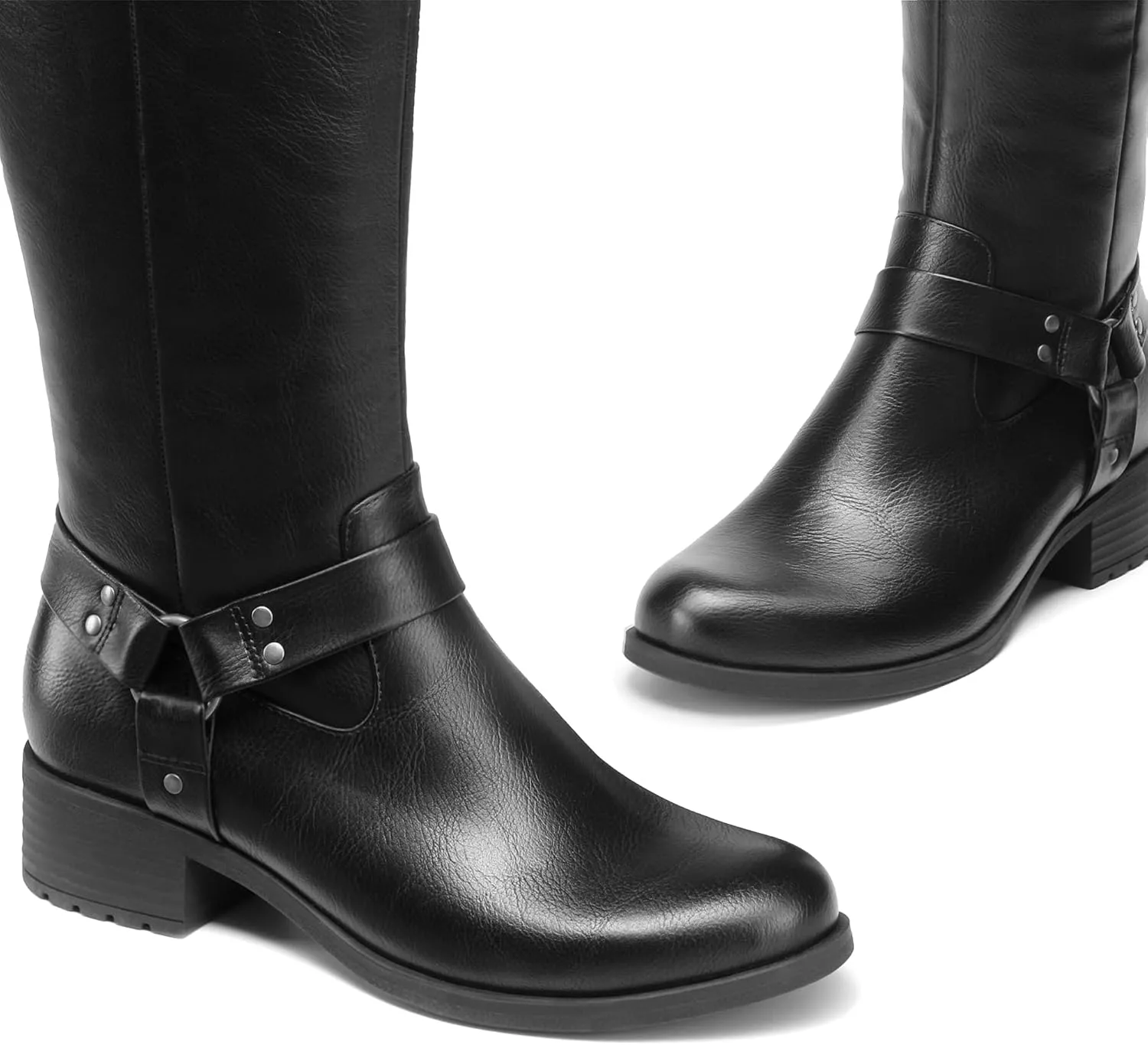 DREAM PAIRS Boots For Women Knee High, Comfortable Pull On Side Zipper Buckle Riding Boots
