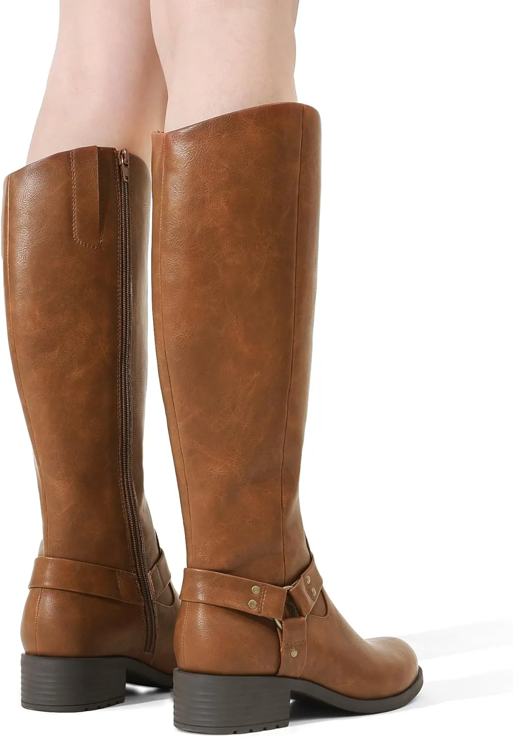 DREAM PAIRS Boots For Women Knee High, Comfortable Pull On Side Zipper Buckle Riding Boots