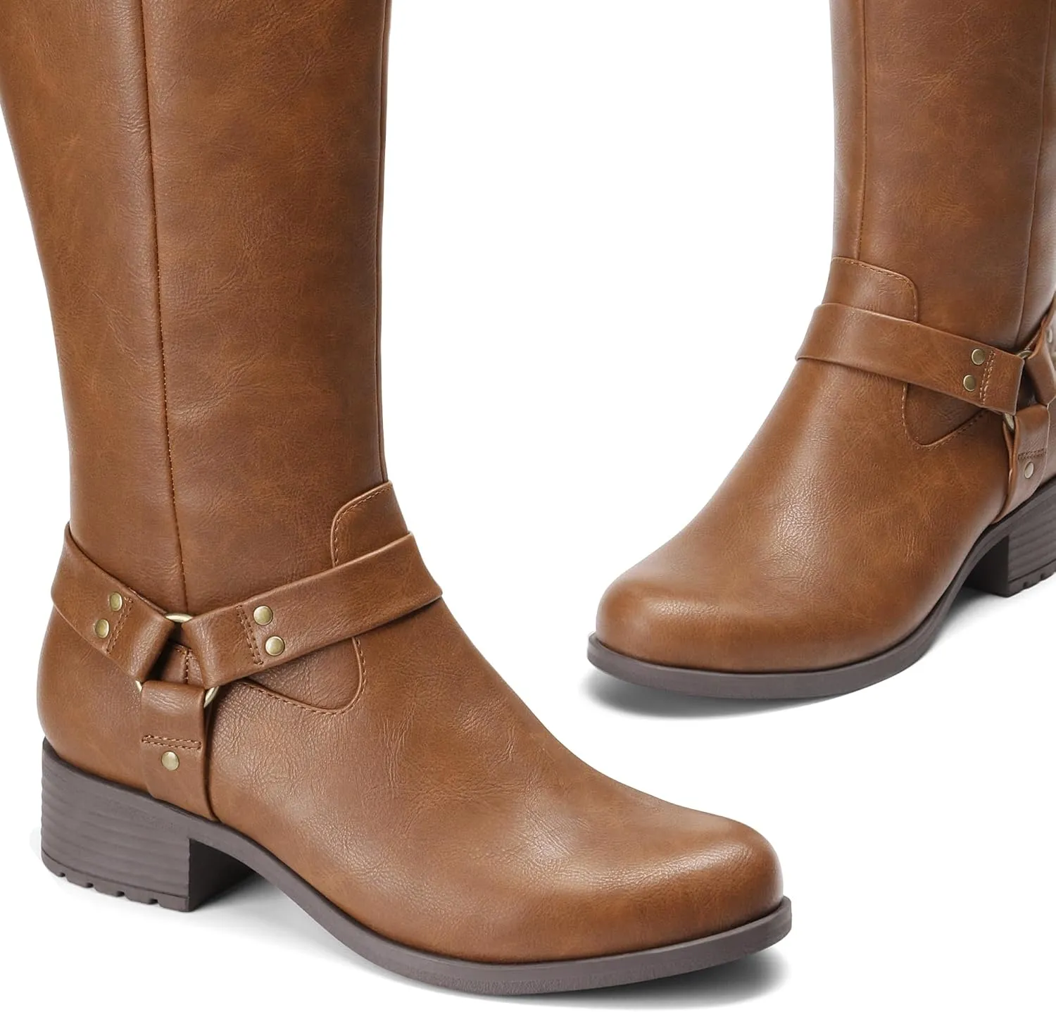 DREAM PAIRS Boots For Women Knee High, Comfortable Pull On Side Zipper Buckle Riding Boots