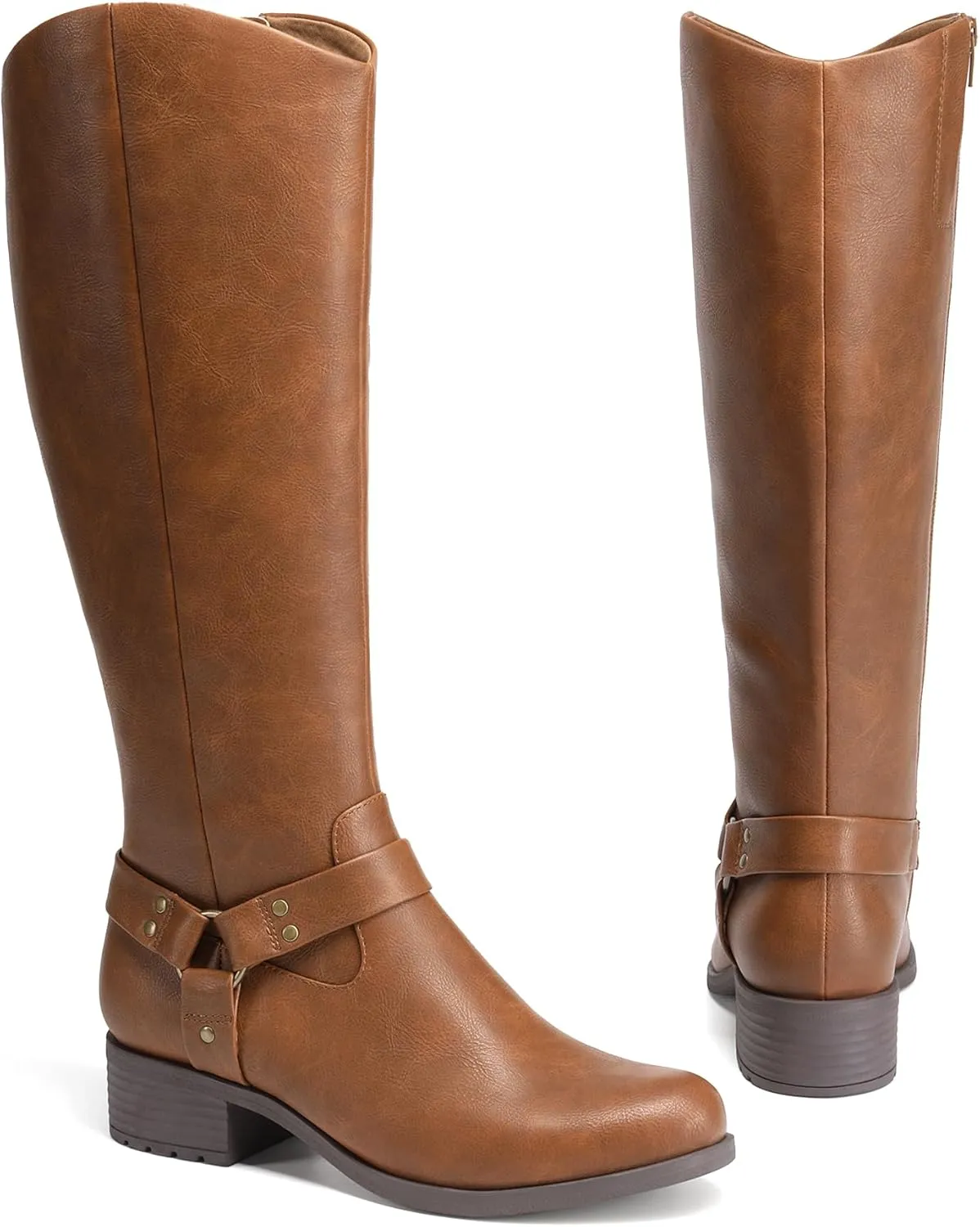 DREAM PAIRS Boots For Women Knee High, Comfortable Pull On Side Zipper Buckle Riding Boots