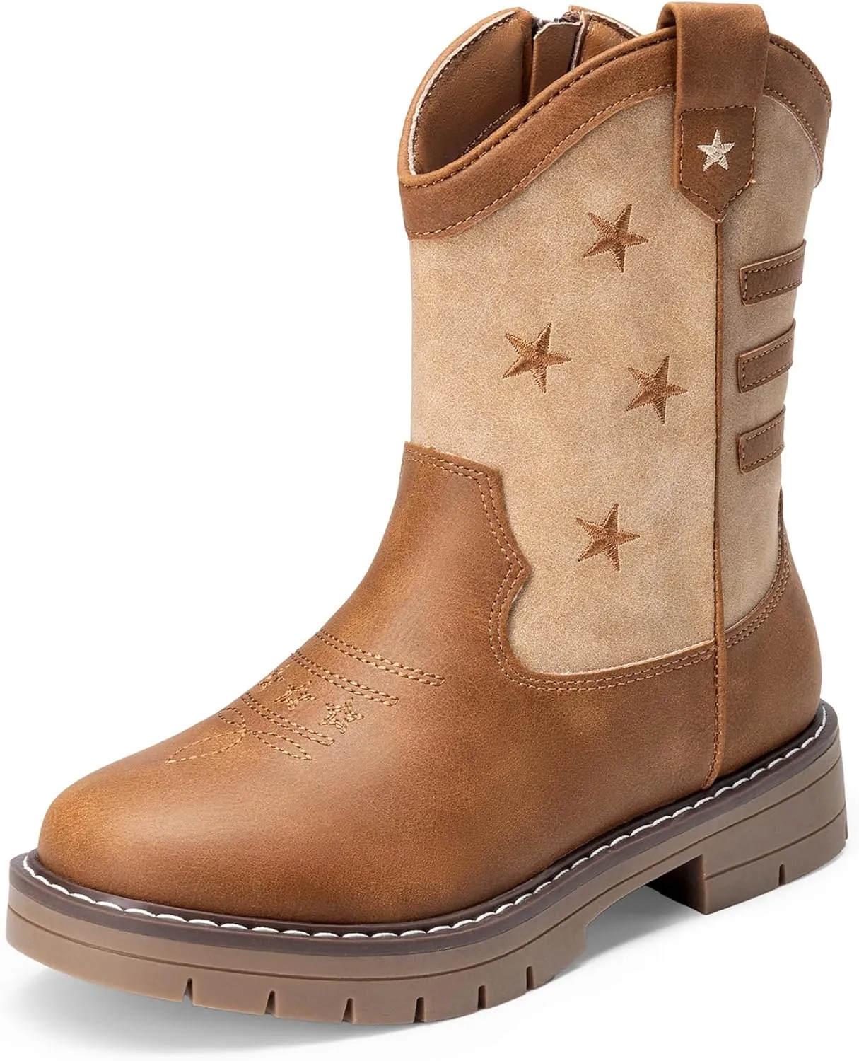 DREAM PAIRS Boys Girls Cowboy Boots Kids Western Riding Mid Calf Boots with Side Zipper (Toddler/Little Kid/Big Kid)