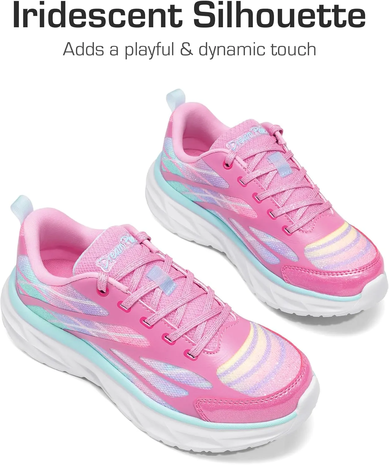 DREAM PAIRS Girls Shoes Sneakers Kids Tennis Shoes Lightweight Lace Up Running Casual Walking Shoes