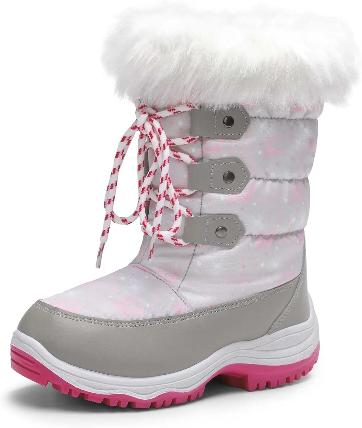 DREAM PAIRS Girls Snow Boots Warm Cozy Anti-Slip Lightweight Mid Calf Faux Fur Lining Winter Shoes for Little/Big Kids