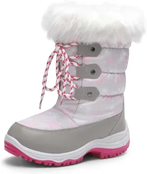 DREAM PAIRS Girls Snow Boots Warm Cozy Anti-Slip Lightweight Mid Calf Faux Fur Lining Winter Shoes for Little/Big Kids