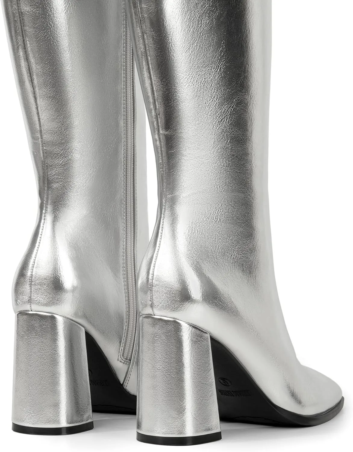 DREAM PAIRS Knee High Boots for Women Square Toe Gogo Chunky Heel with Side Zip