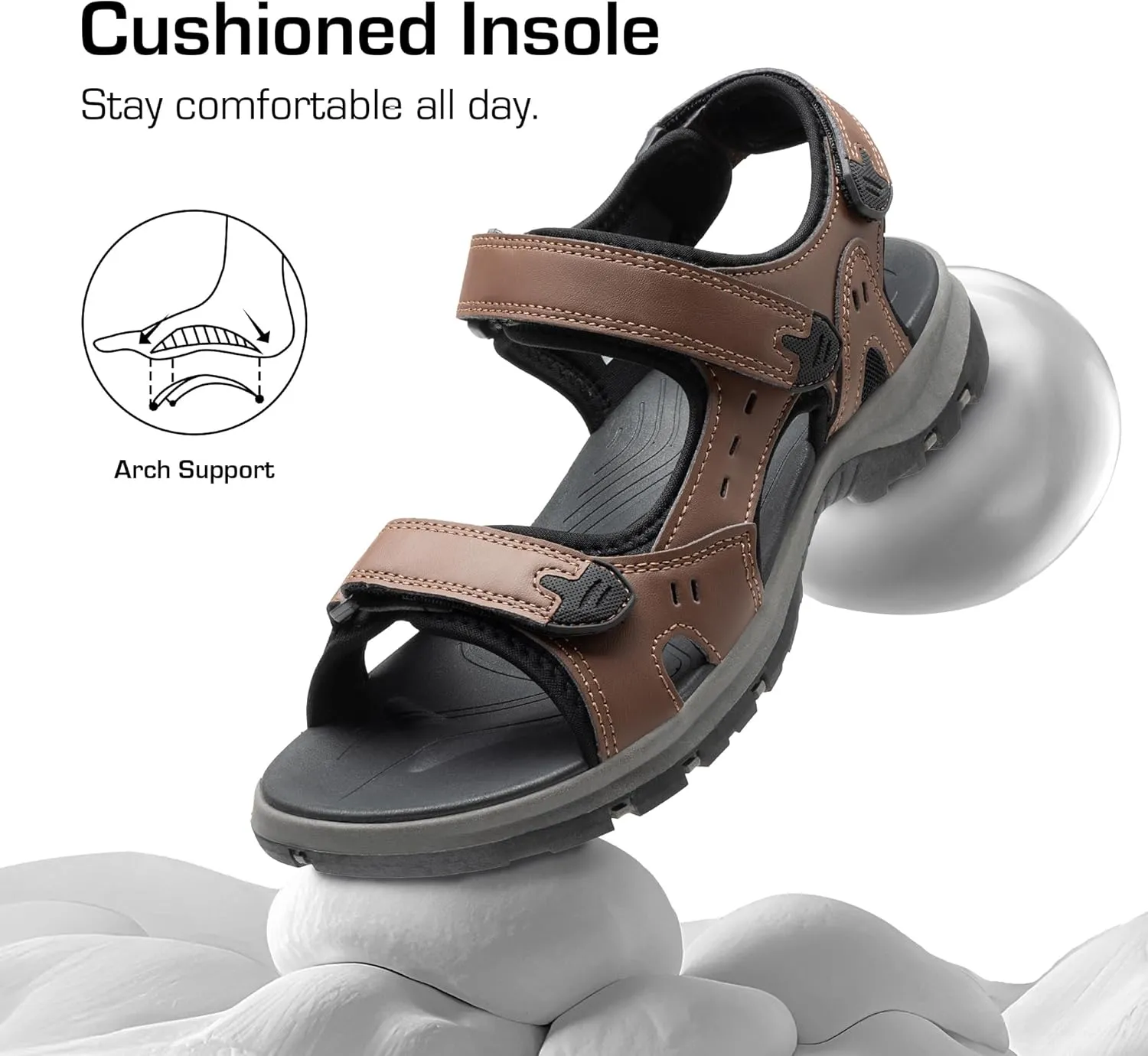 DREAM PAIRS Men’s Arch Support Hiking Sandals Sport Outdoor Athletic Comfortable Summer Beach Water Sandals