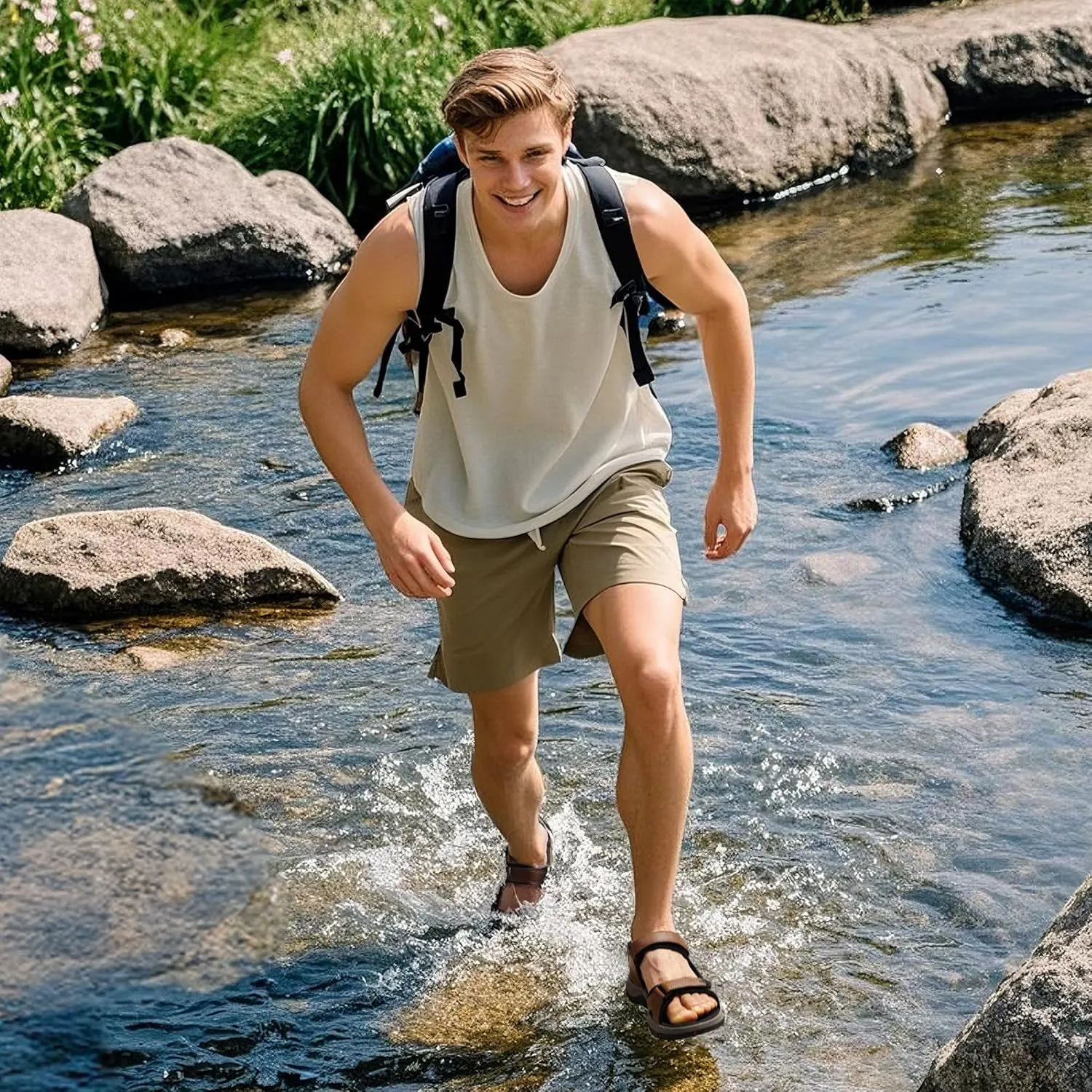 DREAM PAIRS Men’s Arch Support Hiking Sandals Sport Outdoor Athletic Comfortable Summer Beach Water Sandals