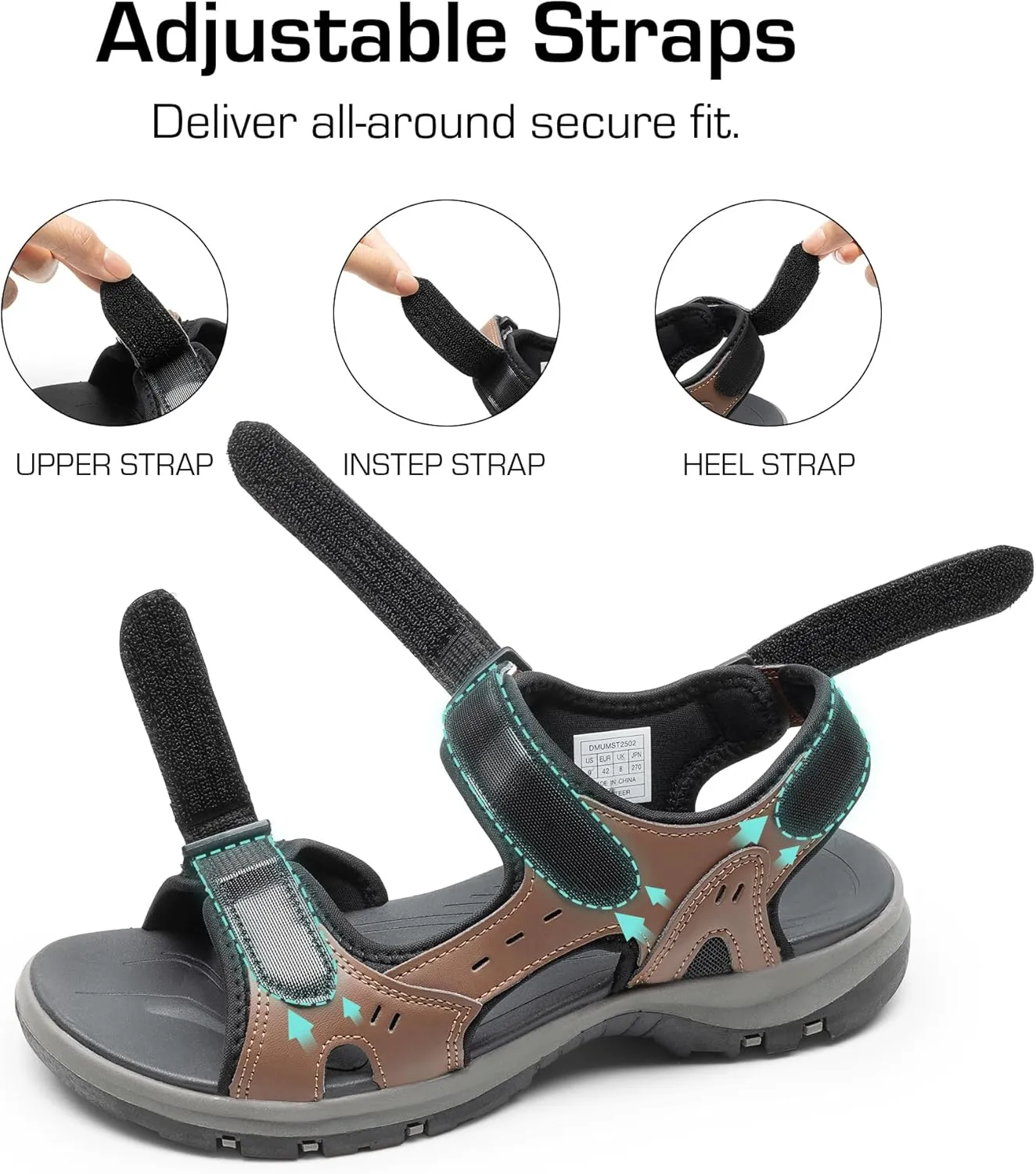 DREAM PAIRS Men’s Arch Support Hiking Sandals Sport Outdoor Athletic Comfortable Summer Beach Water Sandals