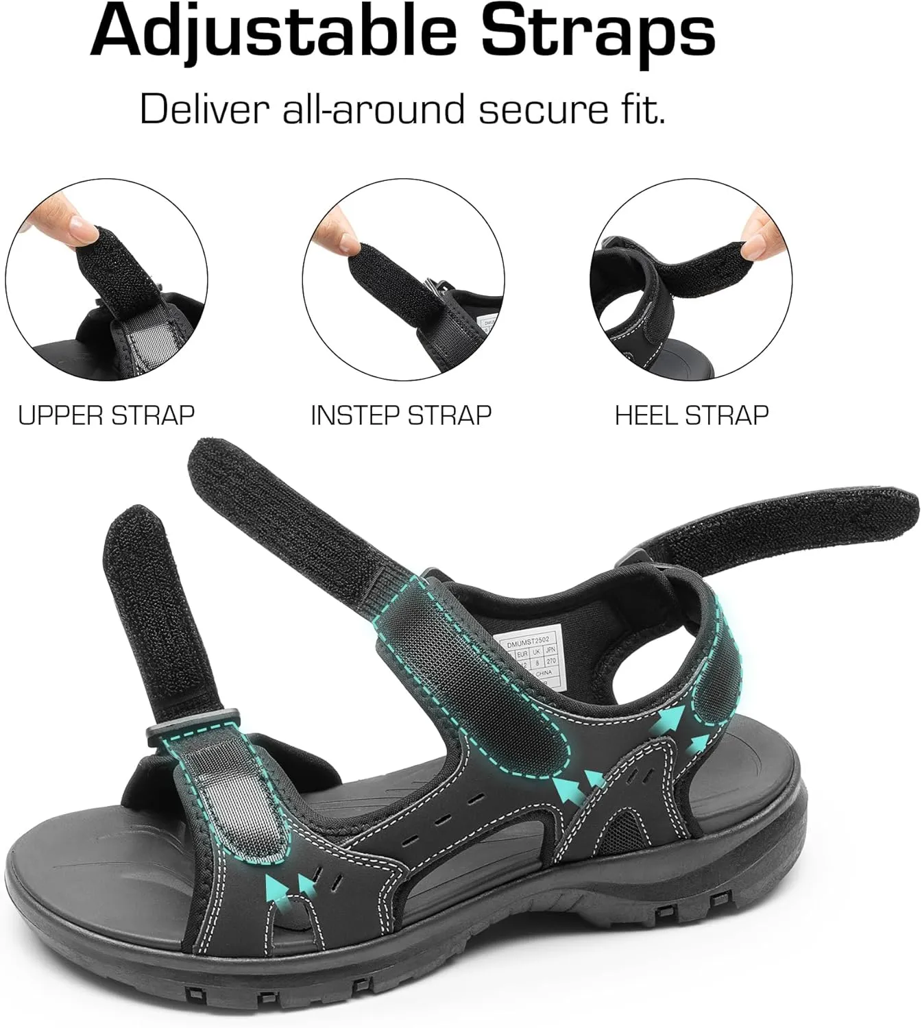 DREAM PAIRS Men’s Arch Support Hiking Sandals Sport Outdoor Athletic Comfortable Summer Beach Water Sandals