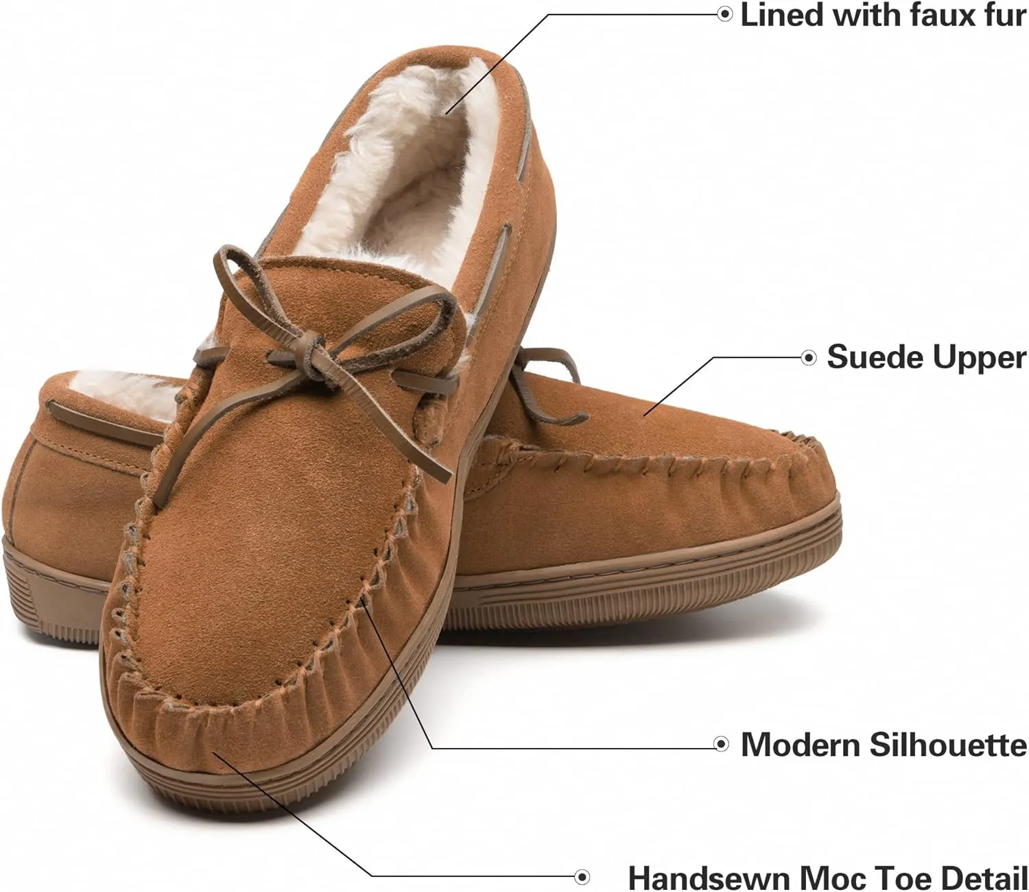 DREAM PAIRS Men's Moccasin Slippers Fuzzy Plush House Shoes Indoor Outdoor Fleece Lining Loafers