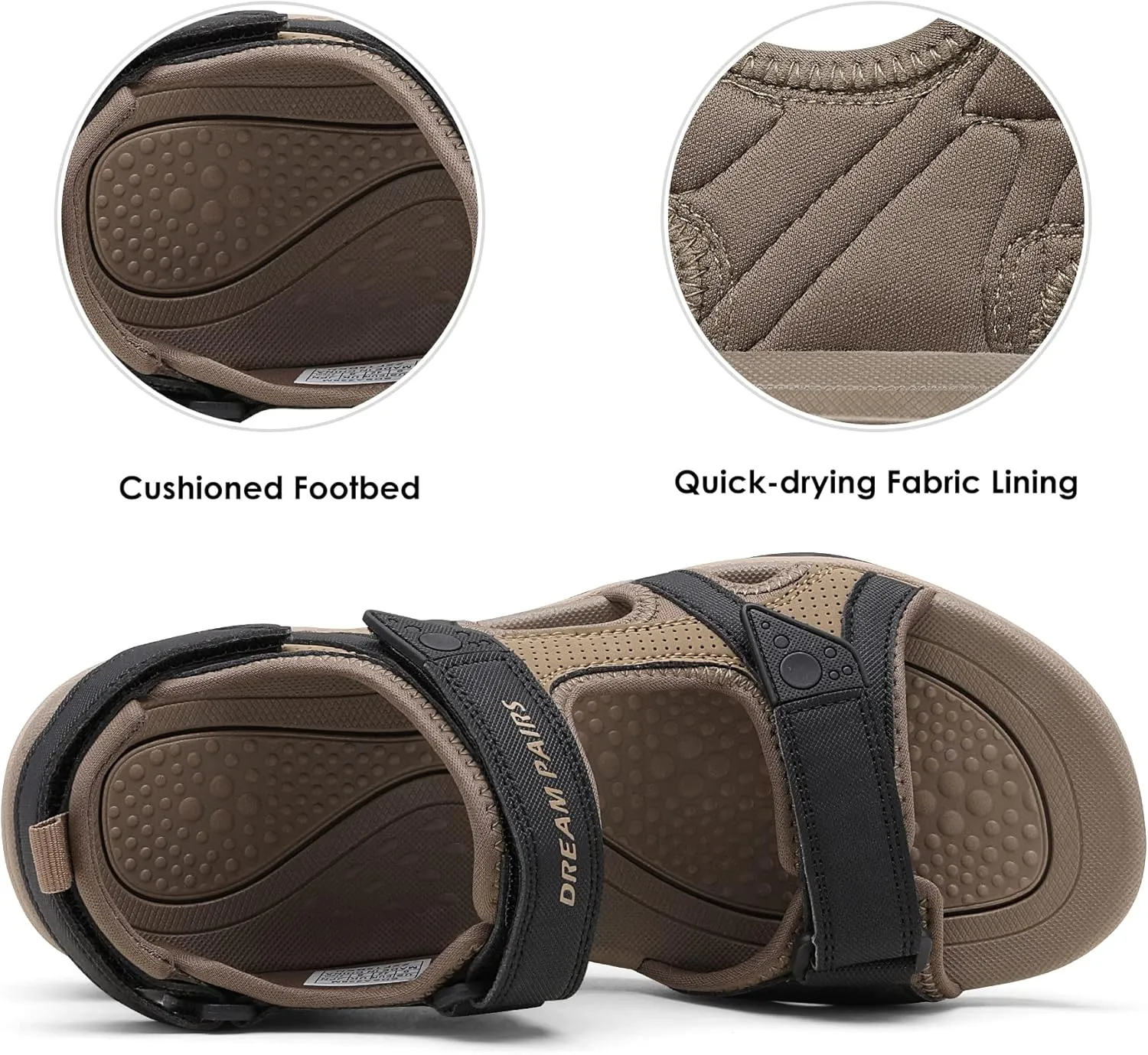 DREAM PAIRS Men's Sandals Hiking Water Beach Sport Outdoor Athletic Arch Support Summer Sandals