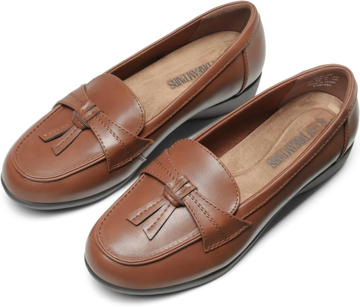 DREAM PAIRS Women's Comfortable Dressy Slip-on Loafers Business Casual Work Shoes Office, Faux Leather Arch Support Round Toe Flats Shoes with Tassel Decoration