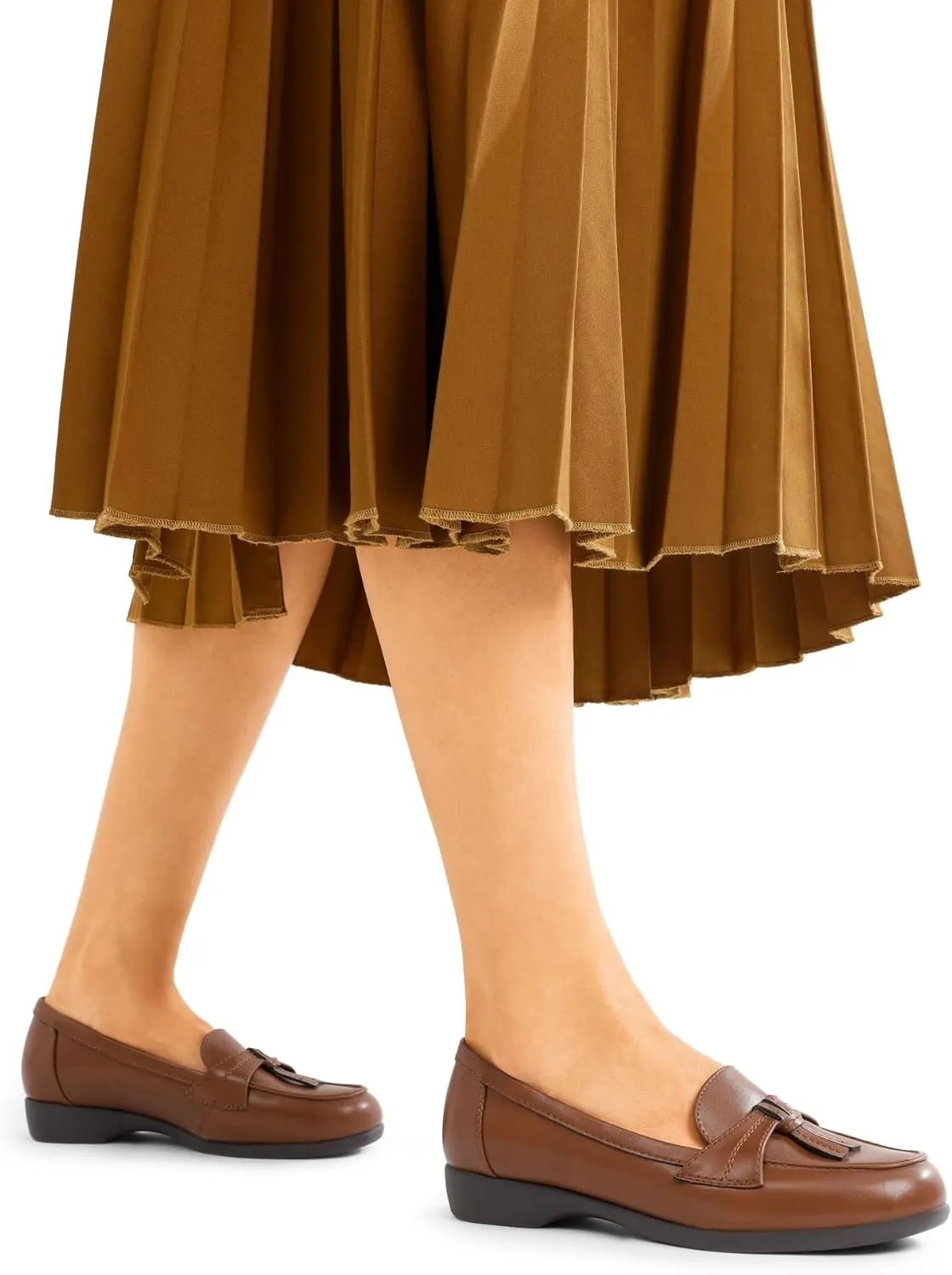 DREAM PAIRS Women's Comfortable Dressy Slip-on Loafers Business Casual Work Shoes Office, Faux Leather Arch Support Round Toe Flats Shoes with Tassel Decoration