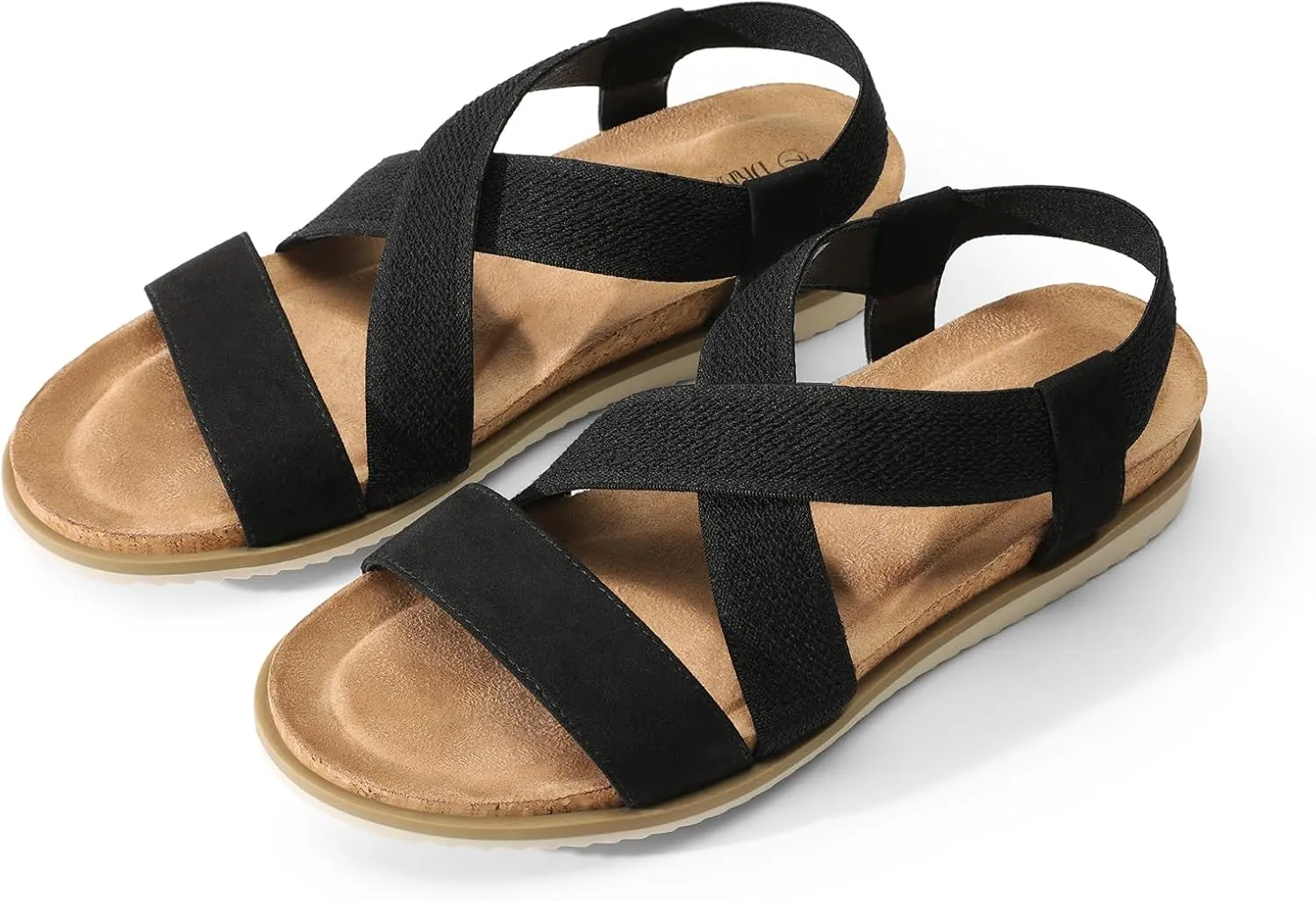 DREAM PAIRS Women's Comfortable Low Wedge Sandals, Open Toe Slip On Strappy Flat Sandals Light-weight Summer Shoes