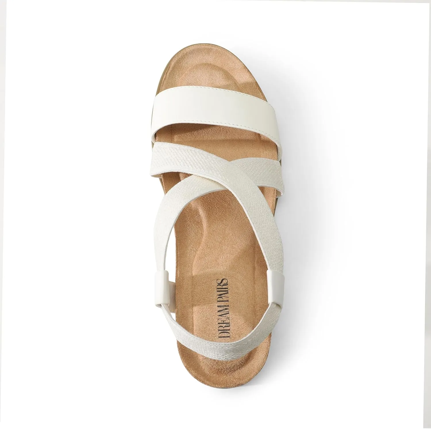 DREAM PAIRS Women's Comfortable Low Wedge Sandals, Open Toe Slip On Strappy Flat Sandals with Elastic Ankle Strap