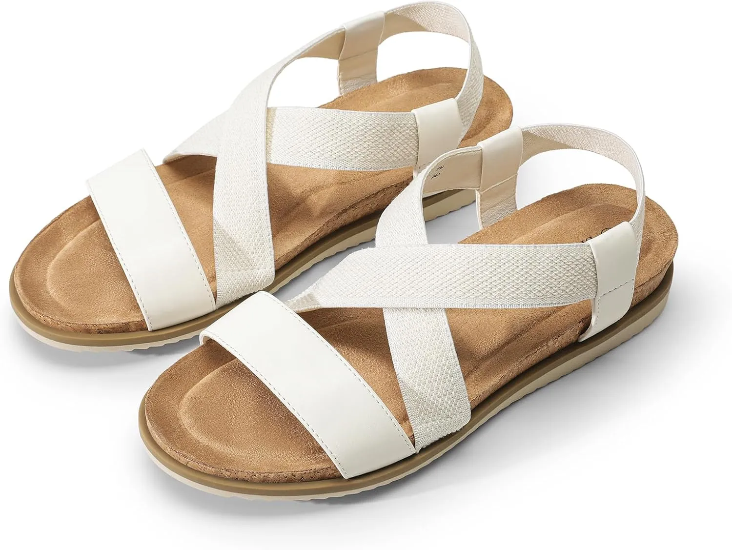 DREAM PAIRS Women's Comfortable Low Wedge Sandals, Open Toe Slip On Strappy Flat Sandals with Elastic Ankle Strap