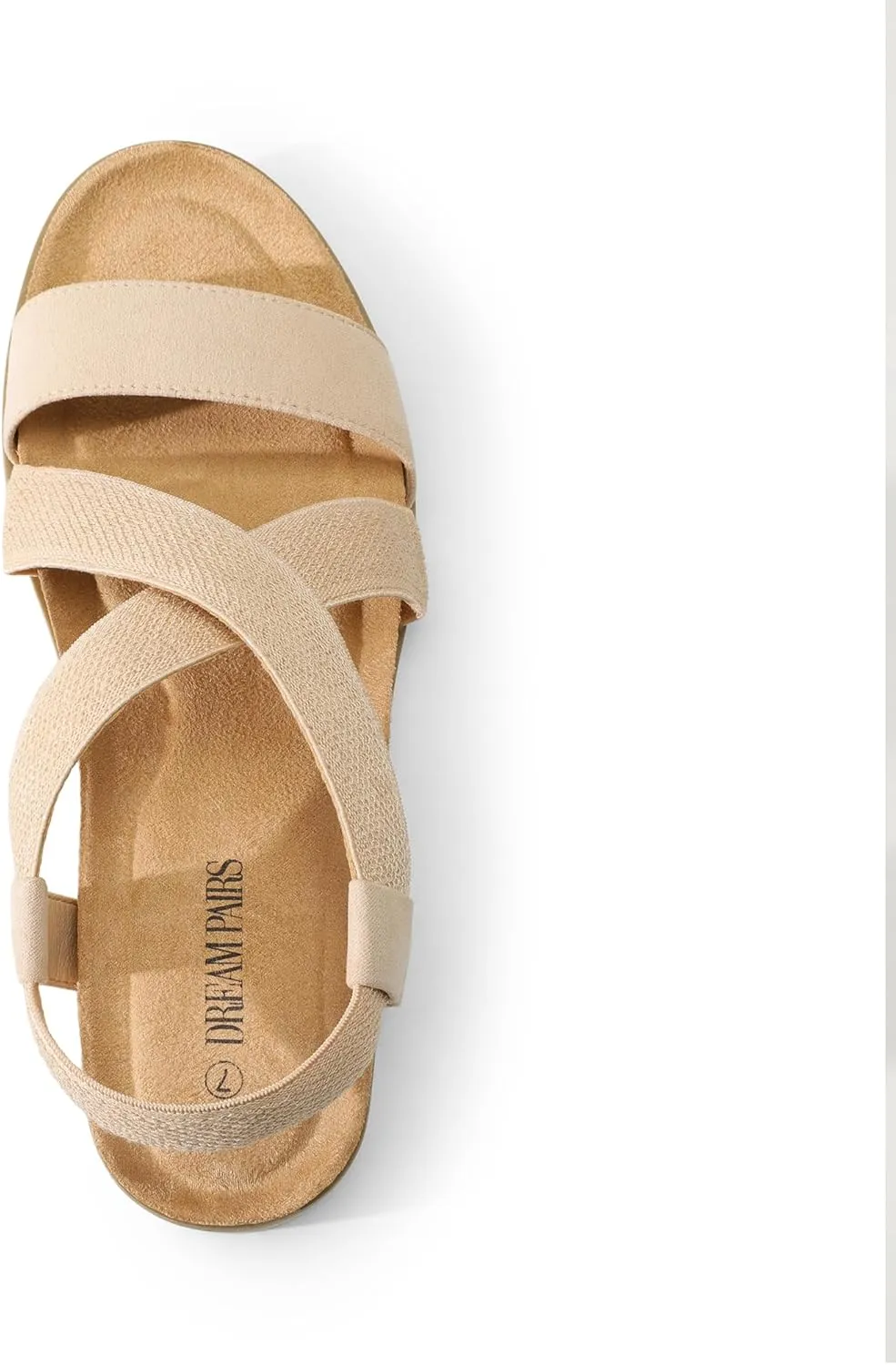 DREAM PAIRS Women's Comfortable Low Wedge Sandals, Open Toe Slip On Strappy Flat Sandals with Elastic Ankle Strap