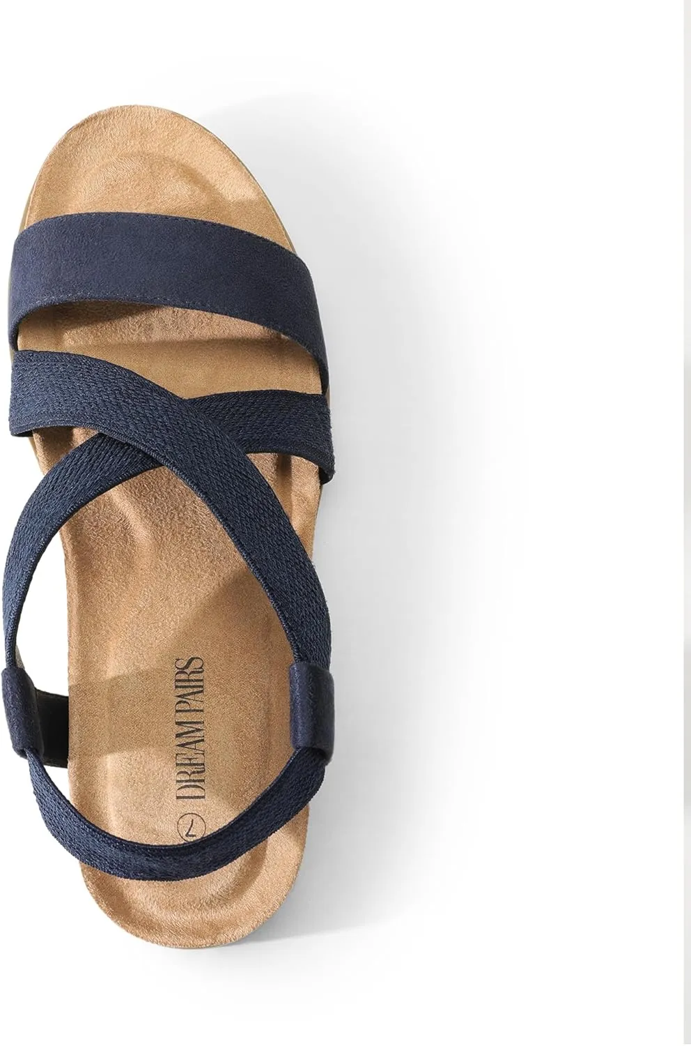 DREAM PAIRS Women's Comfortable Low Wedge Sandals, Open Toe Slip On Strappy Flat Sandals with Elastic Ankle Strap