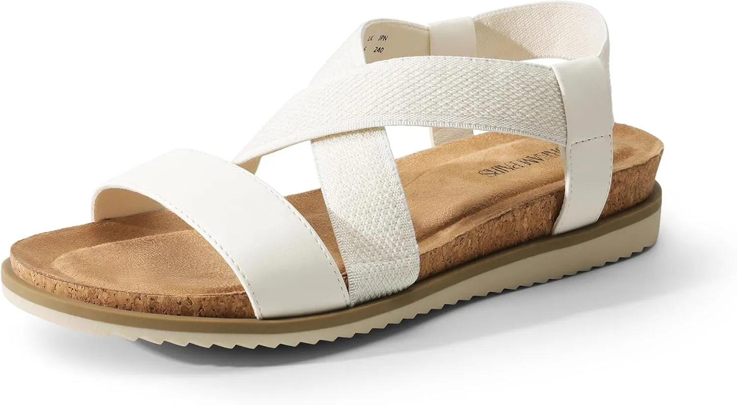DREAM PAIRS Women's Comfortable Low Wedge Sandals, Open Toe Slip On Strappy Flat Sandals with Elastic Ankle Strap