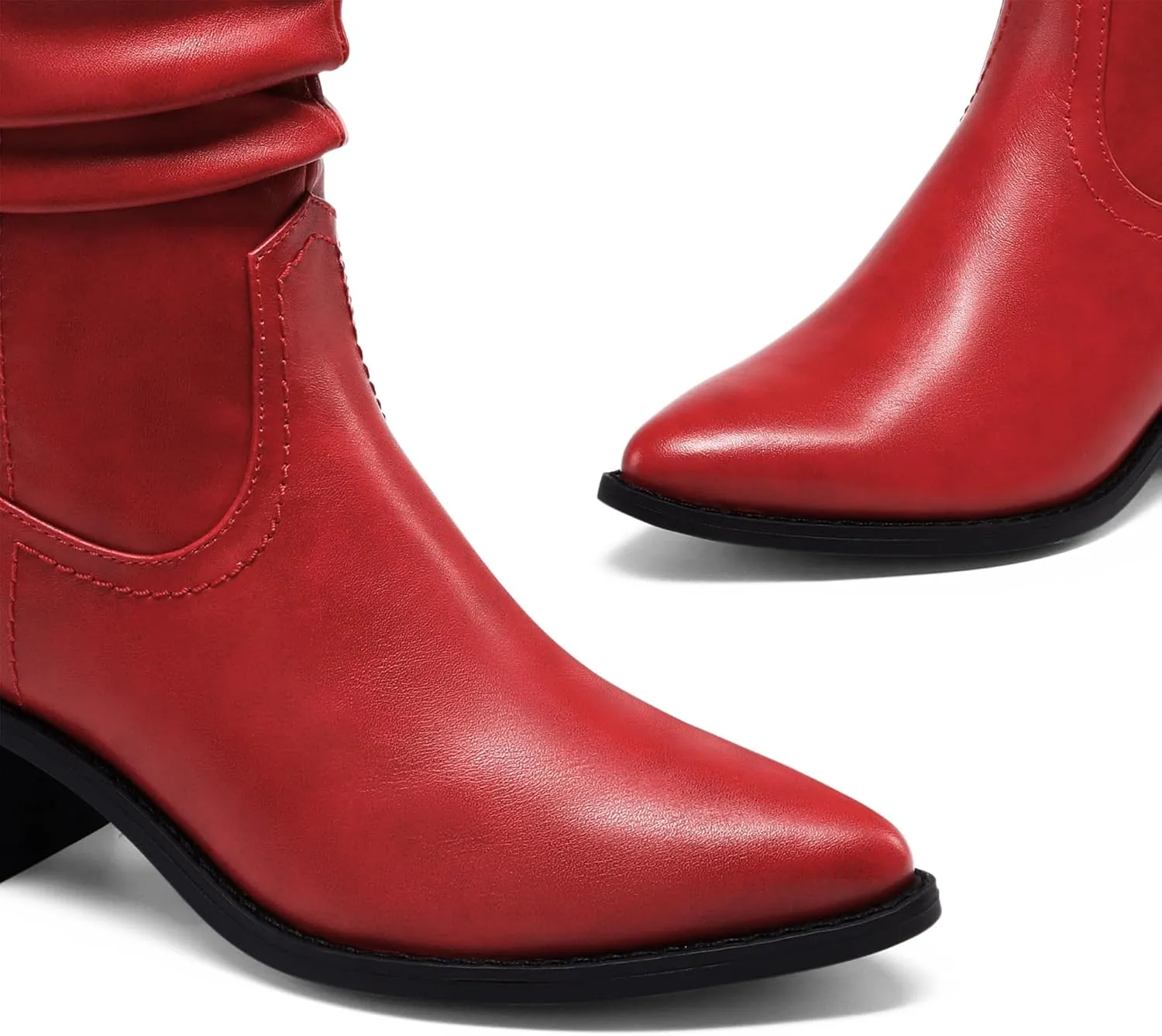 DREAM PAIRS Women's Cowgirl Boots, Mid Calf Western Cowboy Chunky Heel Boots, Slouchy & Pull-on Ankle Booties for women