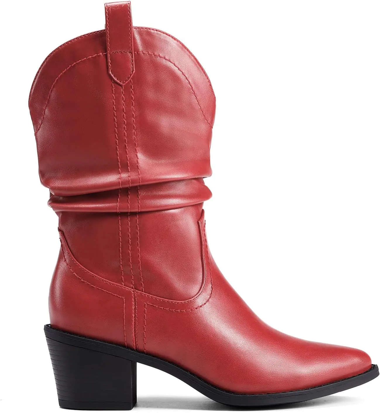 DREAM PAIRS Women's Cowgirl Boots, Mid Calf Western Cowboy Chunky Heel Boots, Slouchy & Pull-on Ankle Booties for women