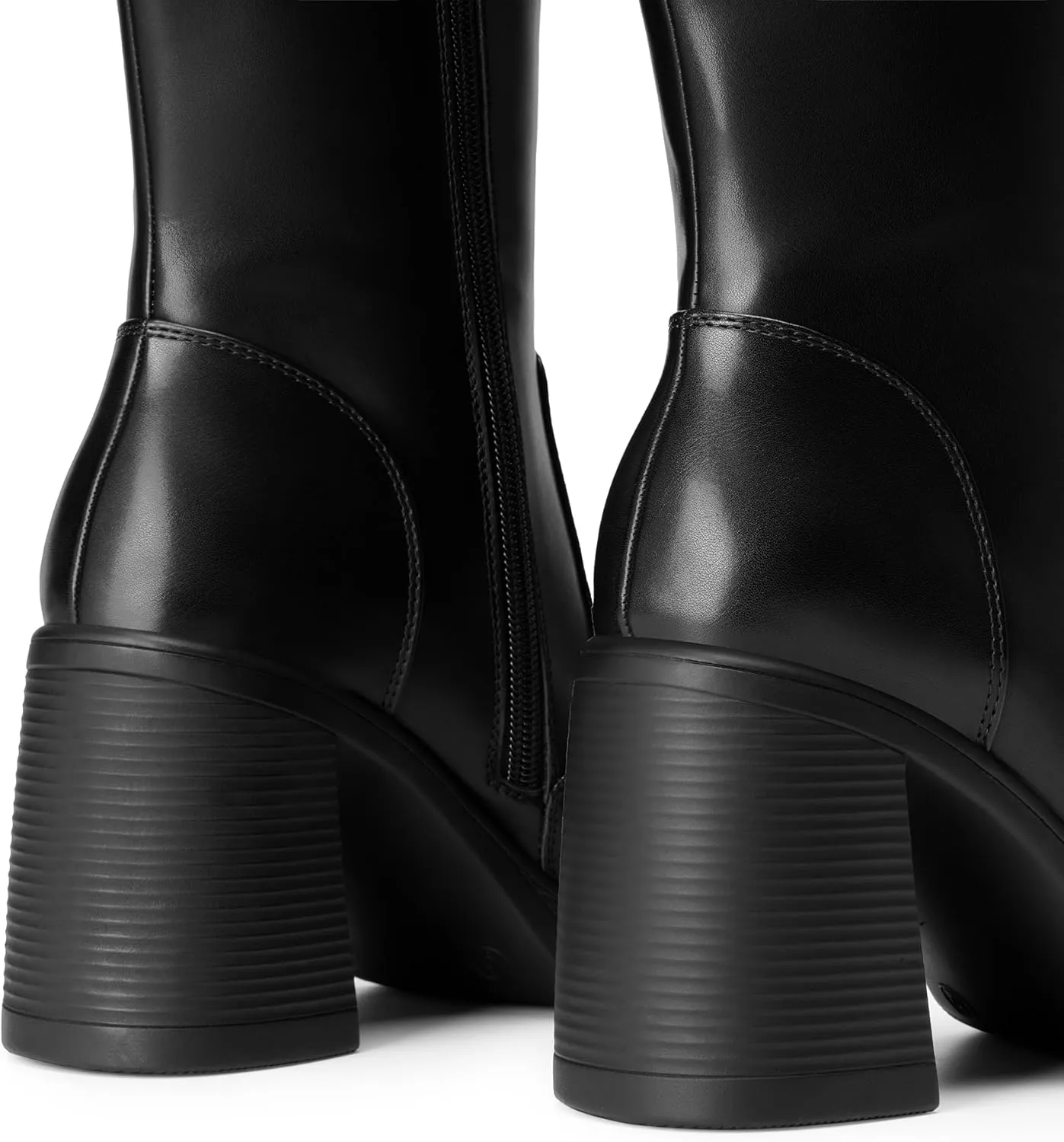 DREAM PAIRS Women's Knee High Boots Square Toe Chunky Block Heel Side Zipper Platform Gogo Boots