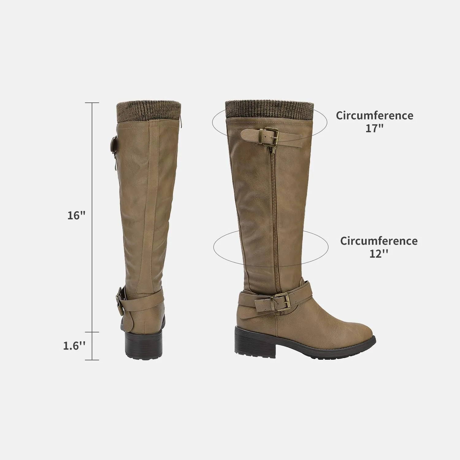 DREAM PAIRS Women's Knee High Boots Wide Calf Low Heel Riding Boots Fall Tall Boots for Women