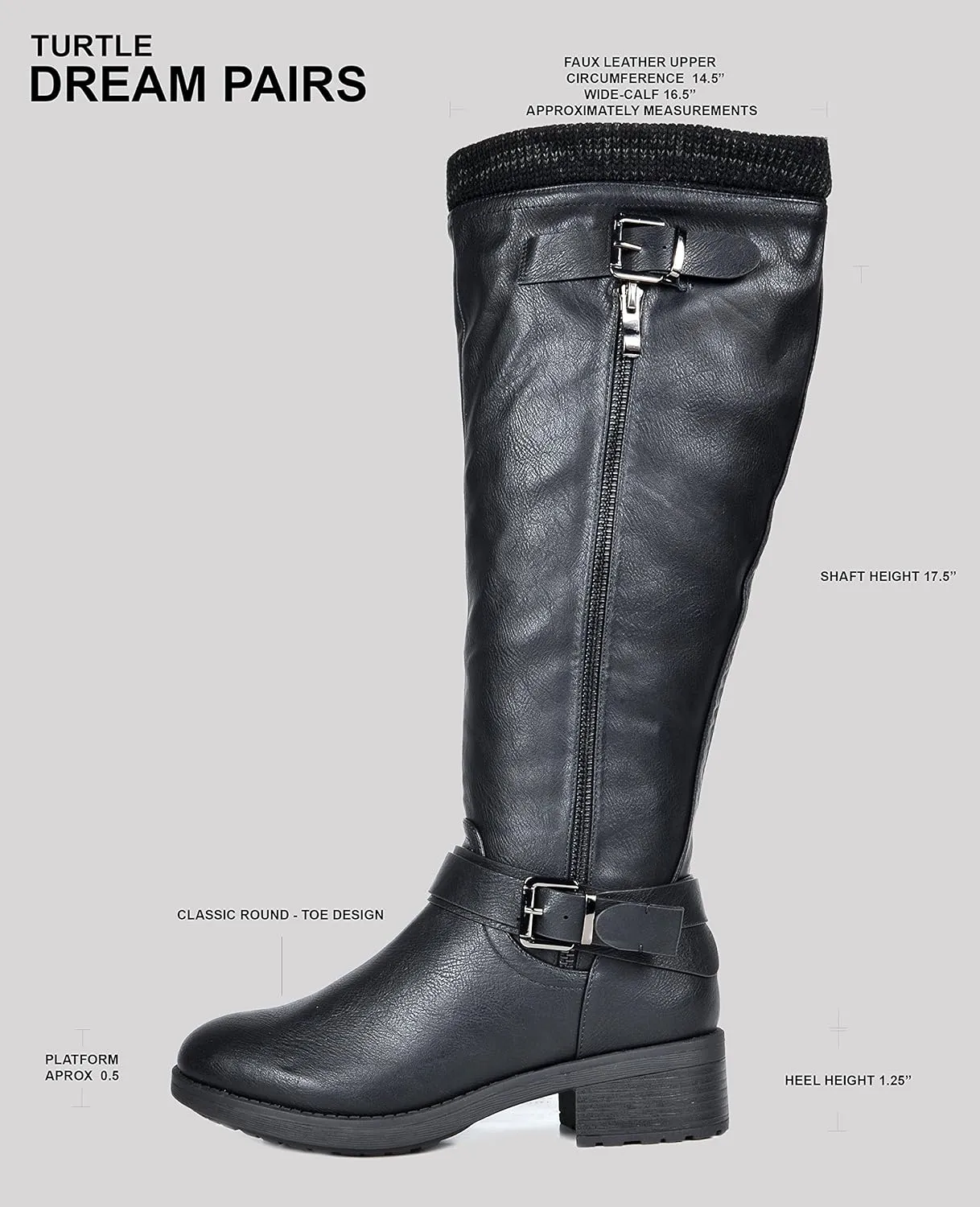 DREAM PAIRS Women's Knee High Boots Wide Calf Low Heel Riding Boots Fall Tall Boots for Women
