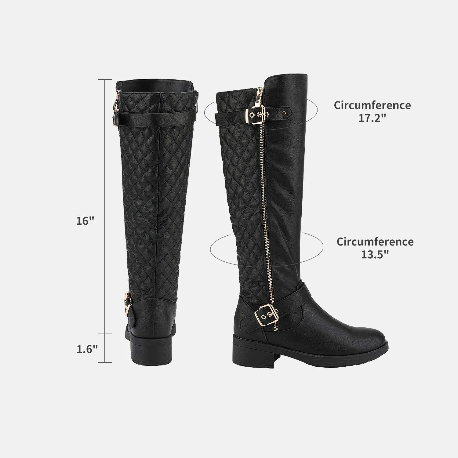DREAM PAIRS Women's Knee High Boots Wide Calf Low Heel Riding Boots Fall Tall Boots for Women