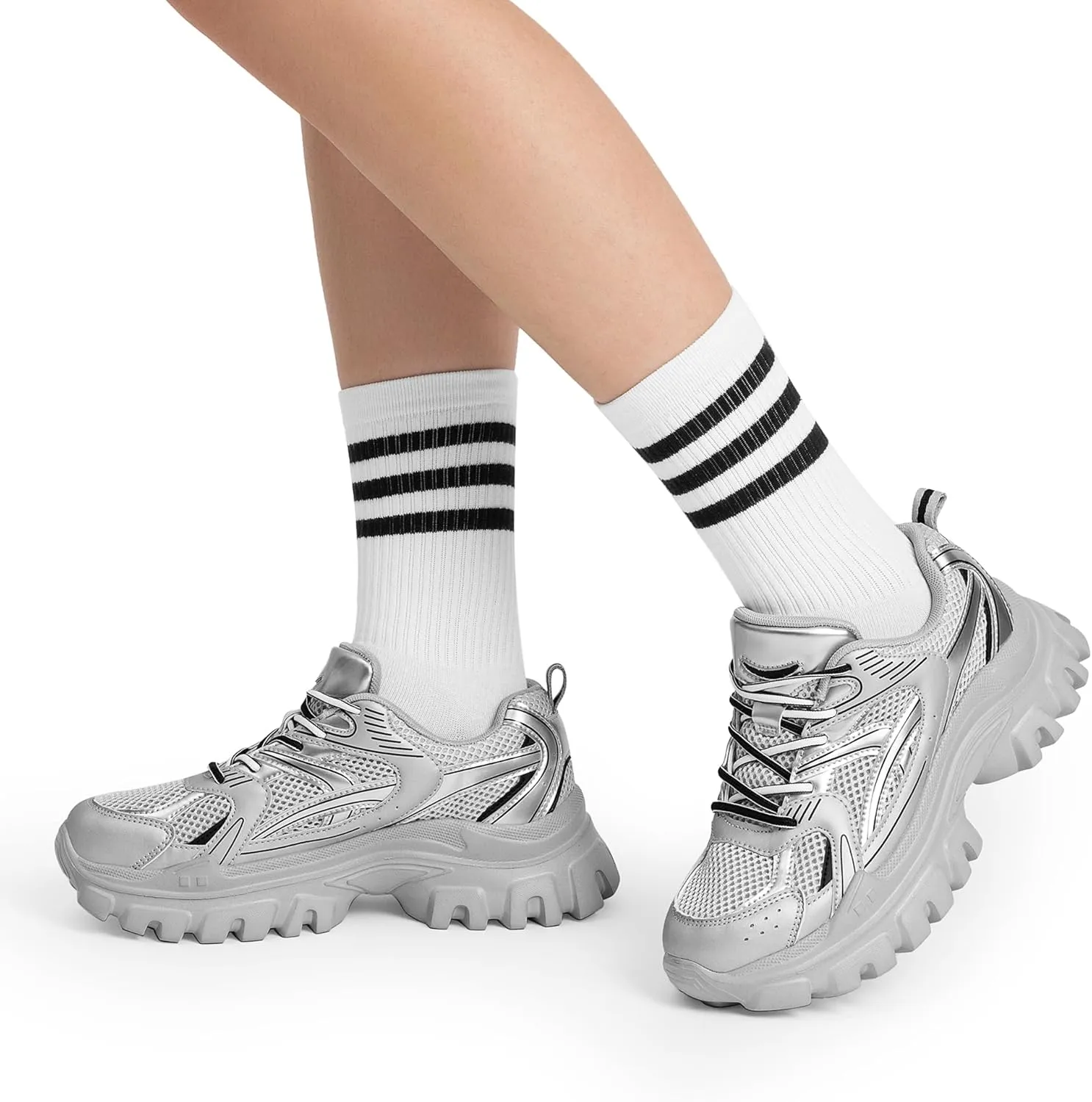 DREAM PAIRS Women's Platform Chunky Fashion Sneakers Y2K Maeve Lace-Up Comfortable Sneakers Casual Walking Shoes