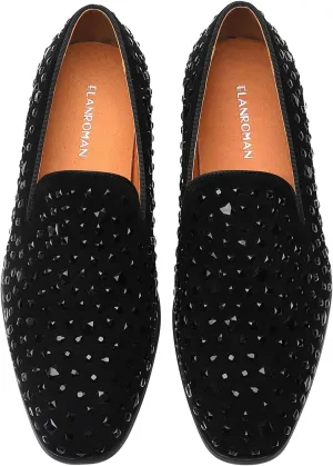 ELANROMAN Men's Loafers Leather Wedding Party Dress Shoes