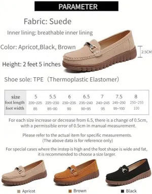 Elegant and Comfortable Versatile Suede Cowhide Loafers Flats with Non-Slip Sole for Women