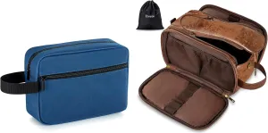Elviros Travel Toiletry Bag for Men and Women, Shaving Dopp Kit Water-resistant Bathroom Small Toiletries Organizer PU Leather Cosmetic Bags