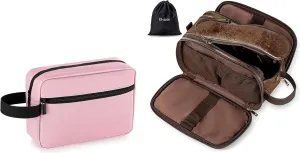 Elviros Travel Toiletry Bag for Men and Women, Shaving Dopp Kit Water-resistant Bathroom Small Toiletries Organizer PU Leather Cosmetic Bags