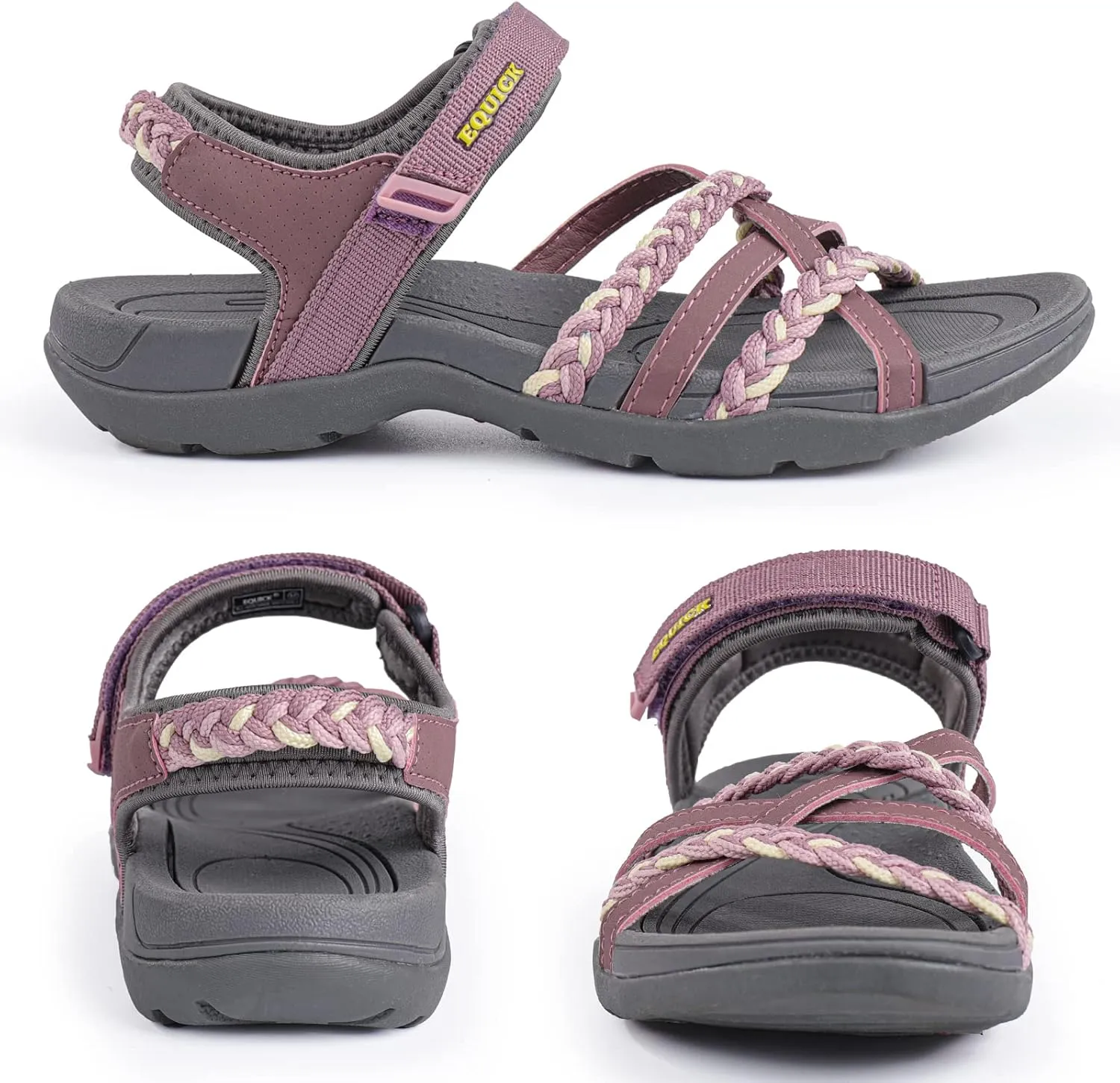 EQUICK Women Hiking Sandals Comfortable Walking Hook Loop Strap Sandals Beach Vacation Casual Sport Sandal