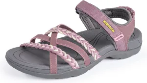 EQUICK Women Hiking Sandals Comfortable Walking Hook Loop Strap Sandals Beach Vacation Casual Sport Sandal