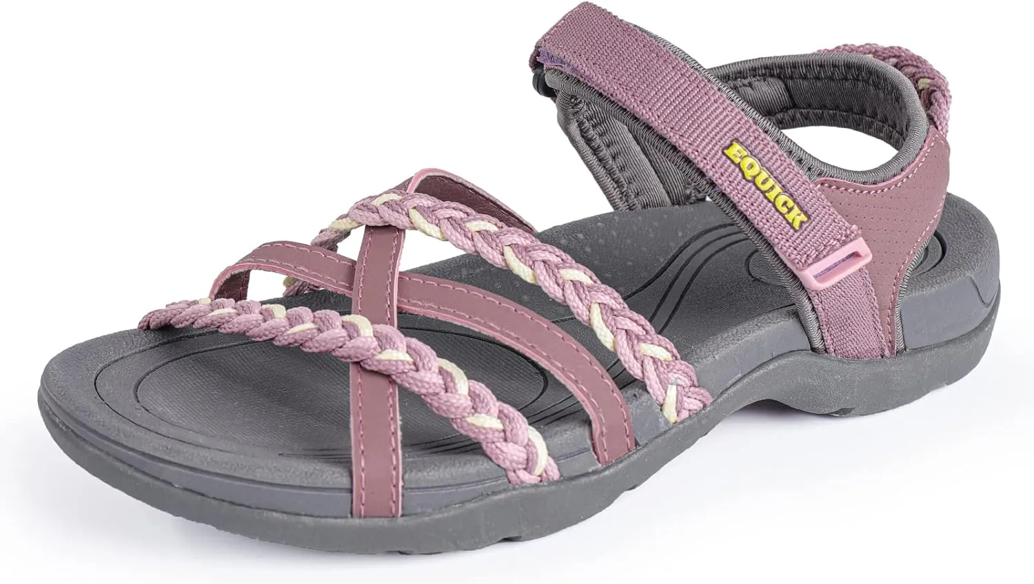 EQUICK Women Hiking Sandals Comfortable Walking Hook Loop Strap Sandals Beach Vacation Casual Sport Sandal