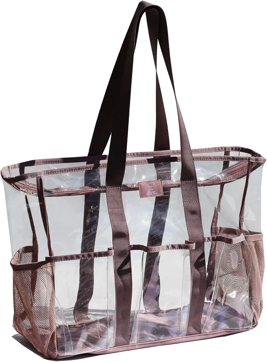 ESVAN Utility Clear Tote Bag with 5 Exterior Pockets Stadium Approved Perfect Gifts for Work,Beach