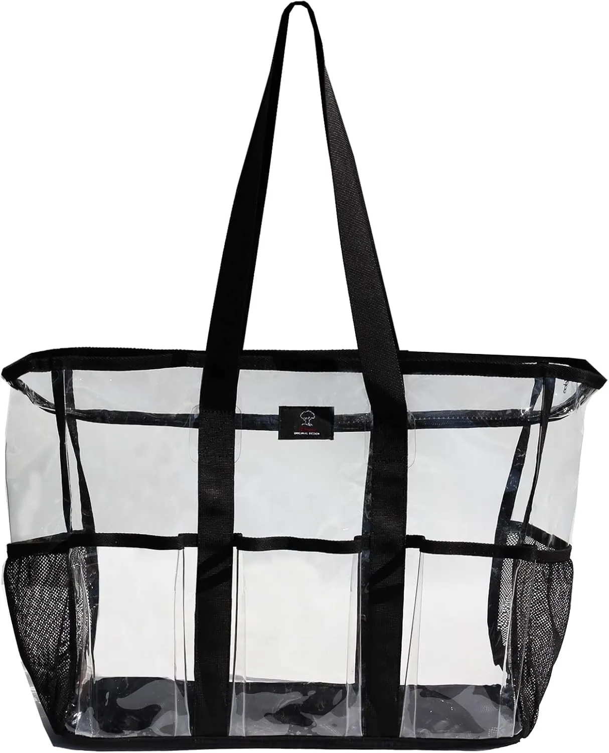 ESVAN Utility Clear Tote Bag with 5 Exterior Pockets Stadium Approved Perfect Gifts for Work,Beach