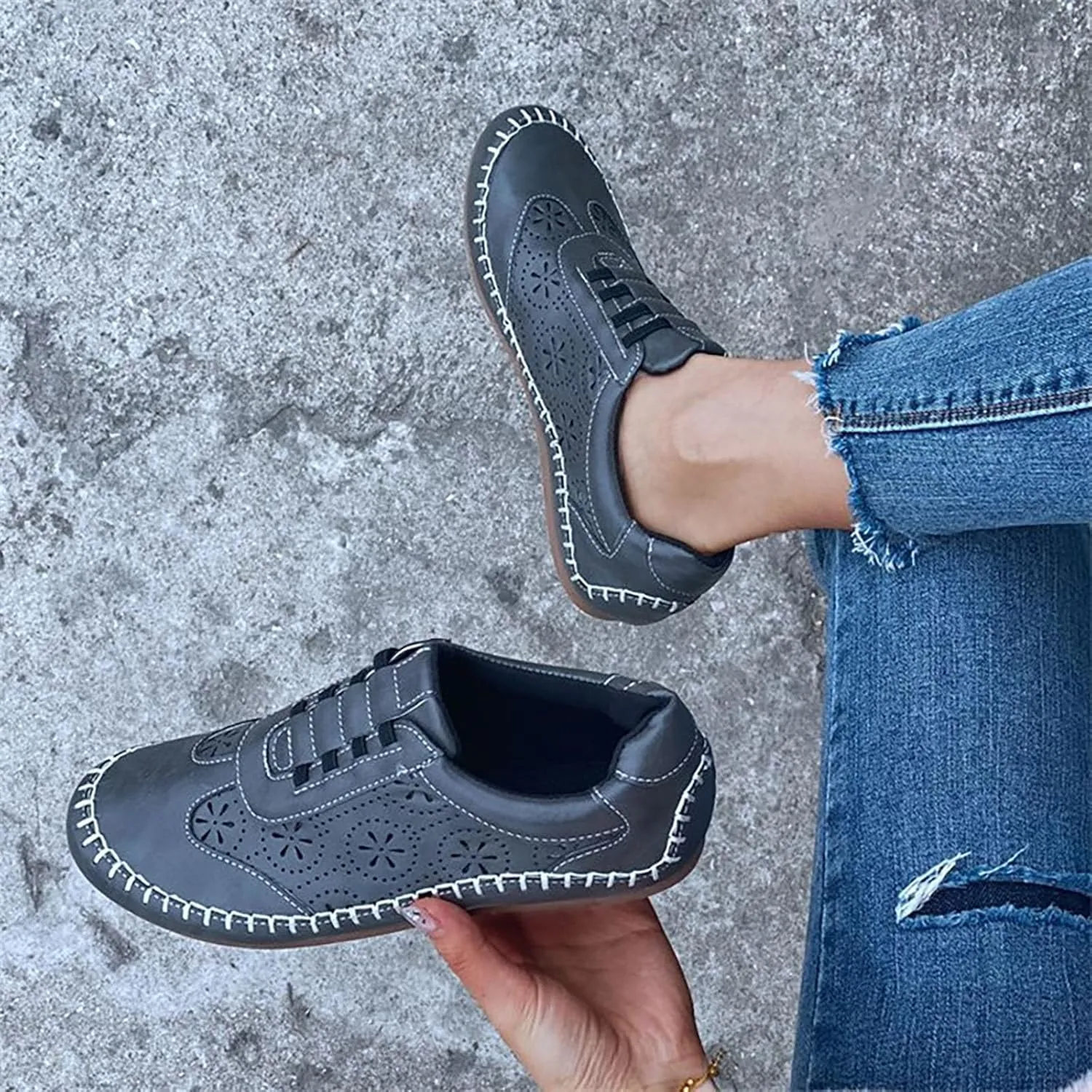 European and Foreign Trade New Women's Shoes Retro Art Hollow Slip Soft Sole Women's Single Advantage Sneaker - Women's