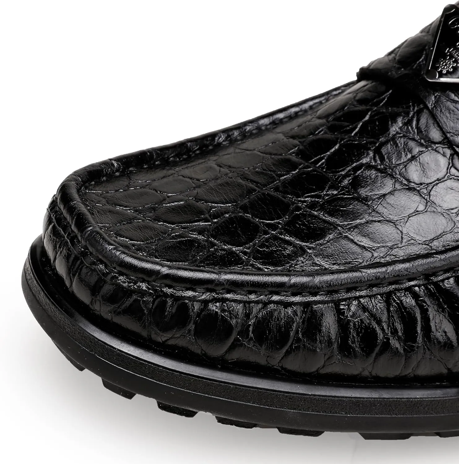 Fashion Leather Penny Loafers for Mens, Crocodile Printed Thick Sole Slip on Dress Shoes for Men Business Formal Shoes