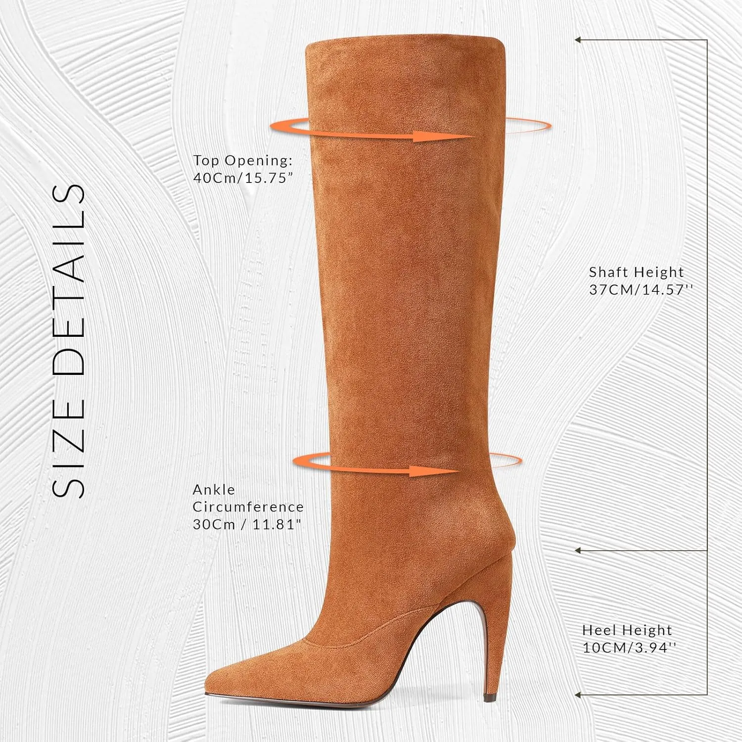 femflame Knee High Boots for Women Wide Calf Long Boots Suede Square Toe Pull On Stiletto Heel Tall Boots