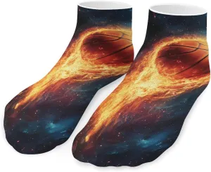 Flaming Basketball Shooting G-alaxy Low Cut Ankle Socks Casual Liner Sock Pack Non Slip Invisible For Men Women