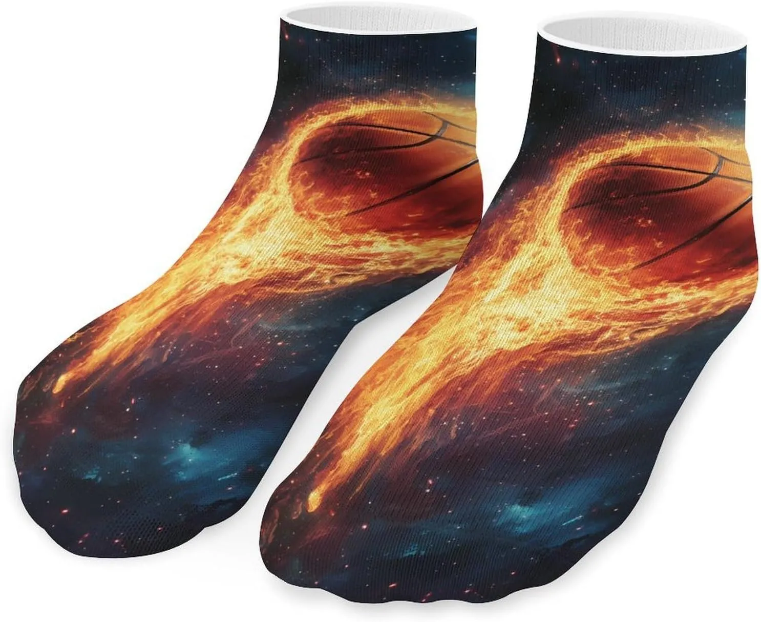 Flaming Basketball Shooting G-alaxy Low Cut Ankle Socks Casual Liner Sock Pack Non Slip Invisible For Men Women