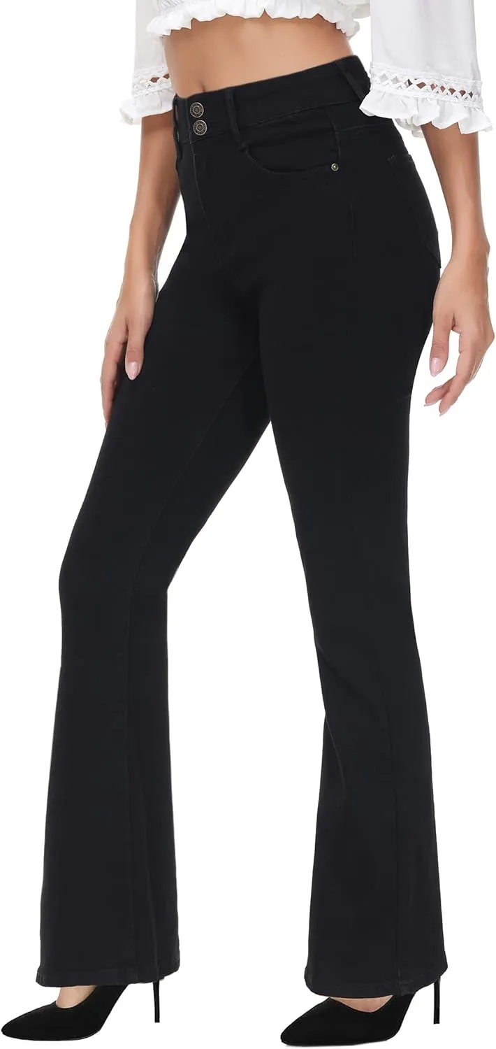 Flare Jeans for Women, Women's High Waist Stretch Bell Bottom Jeans Black Flare Bootcut Denim Jeans Pants
