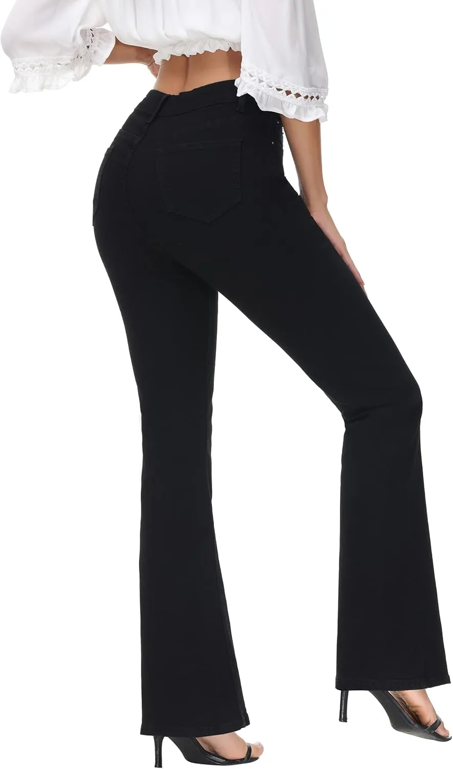 Flare Jeans for Women, Women's High Waist Stretch Bell Bottom Jeans Black Flare Bootcut Denim Jeans Pants