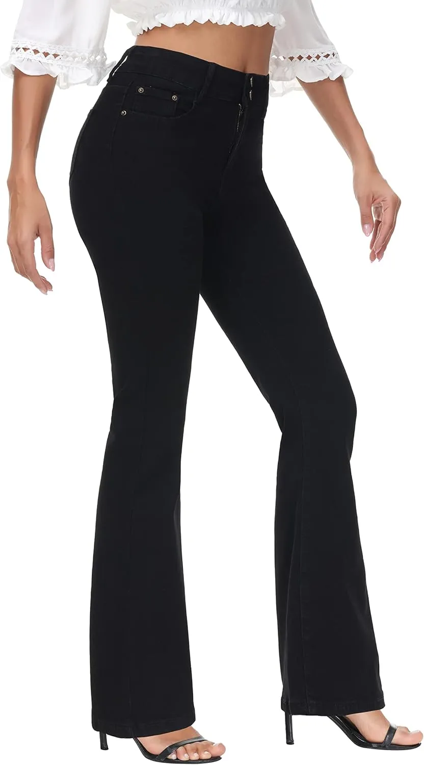 Flare Jeans for Women, Women's High Waist Stretch Bell Bottom Jeans Black Flare Bootcut Denim Jeans Pants