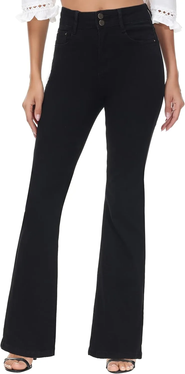 Flare Jeans for Women, Women's High Waist Stretch Bell Bottom Jeans Black Flare Bootcut Denim Jeans Pants