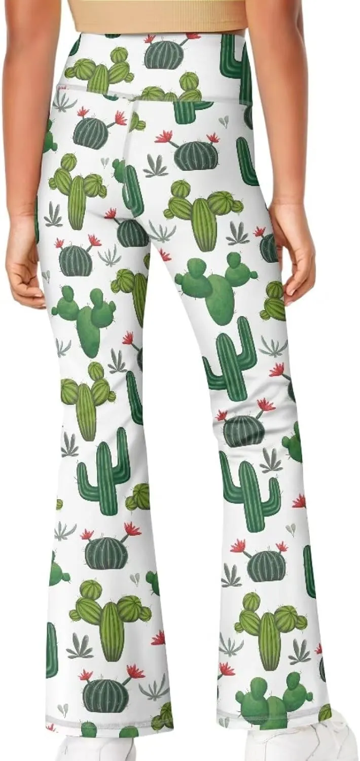 Flare Yoga Pants for Girl High Cut Legging Tummy Control Kids Long Trousers Casual Bell Bottom Sweatpants