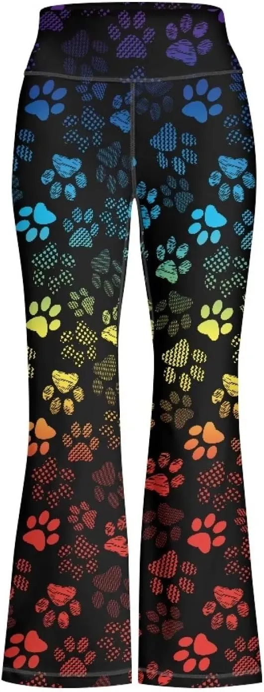 Flare Yoga Pants for Girl High Cut Legging Tummy Control Kids Long Trousers Casual Bell Bottom Sweatpants
